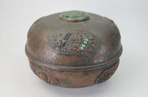 中国古玩砡象嵌蓋付銅器
